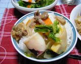 A picture of step 8 of Spring Happosai (Eight Treasure Stir-Fry) with Bamboo Shoot and Spring Cabbage.