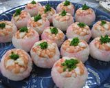 A picture of step 9 of Temari Sushi Balls with Shrimp.