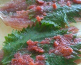 A picture of step 4 of Pan Fried Sardines with Umeboshi and Shiso leaves.