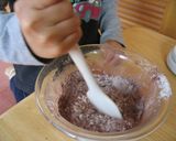 A picture of step 4 of Molten Chocolate Cake Style Steamed Bread in the Microwave.