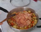 A picture of step 5 of My own version of Biryani ( with chicken & veggies).