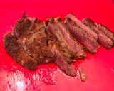 A picture of step 4 of Dry aged sirloin, green salad, horseradish dressing.