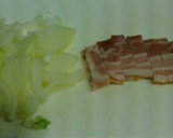 A picture of step 1 of Spring Cabbage and Bacon Miso Soup.