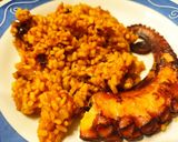 A picture of step 8 of Paella Rice with Octopus Finished in the Oven.