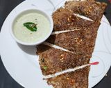 A picture of step 8 of Ragi onion rava dosa with hotel style coconut chutney.