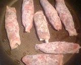 A picture of step 5 of Teriyaki Pork Green Onion and Shiso Leaf Rolls.