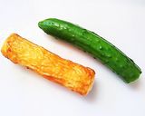 A picture of step 1 of Cucumber Stuffed Chikuwa.