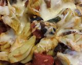 A picture of step 7 of Sultan Sausage/Spinach Tortellini Bake -halal friendly.