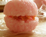 A picture of step 4 of Wrapped Up Onigiri, Macaron Style.