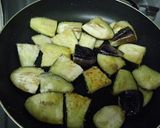 A picture of step 3 of Eggplant and Bacon with Poached Egg.
