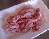 A picture of step 1 of Quick & Delicious Pan-Fried Ginger Pork with Golden Sauce.