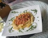 A picture of step 12 of Penne with Smoked Ham and Mushroom in FreshTomato Cream Sauce.