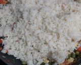 A picture of step 6 of Asian inspired rice with shrimp.