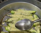 A picture of step 2 of Stuffed Mirchi Dhokla.