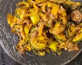 A picture of step 6 of Karela mirchi.
