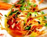 A picture of step 3 of Not Deep Fried: Fall Salmon in Nanban Sauce With Lots of Vegetables.
