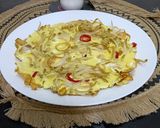 Gambar langkah 6 resipi Telur dadar taugeh.