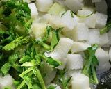 A picture of step 5 of Kkakdugi (Cubed Radish Kimchi).