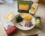 A picture of step 1 of Spinach corn sandwich.