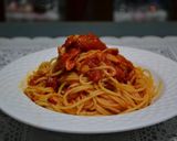 A picture of step 6 of Delicious Pasta with Tomatoes and Tuna.