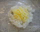 A picture of step 2 of Easy Meat Wrapped Cheese Onigiri Using Kitchen Parchment Paper.