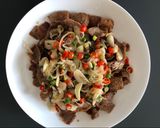 A picture of step 4 of Leftover Lamb Doner with Sambal Matah (Raw Balinese Sambal).