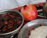 A picture of step 13 of Khoresht-e Fesenjan ( Pomegranate stew with chicken and walnut.