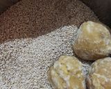 A picture of step 1 of Sesame laddu.