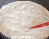A picture of step 2 of Doodh ka halwa bottle hours halwa no milkmaid milk powder.