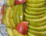 A picture of step 5 of Green Apple chat with honey and mustard dressing.