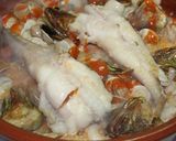 A picture of step 4 of Monkfish Tails with Shrimp and Clams in Sauce.