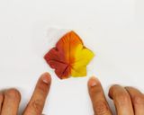 A picture of step 13 of Nerikiri Wagashi: "Momiji" (Red Maple leaves).