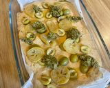 A picture of step 4 of Lemon and Olive Focaccia Pizza.