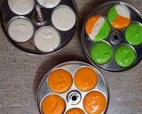 A picture of step 3 of Tricolor mini Idli - kids favorite - Tiffin Recipe.
