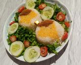 A picture of step 1 of Rice with palm oil.