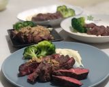 A picture of step 8 of Pan-Seared Steak with Mashed Potatoes.