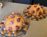 Une image de l'étape 8 de Melon « spoutnik » au jambon cru et basilic cœur crémeux de burrata.