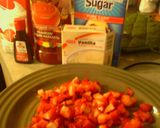 A picture of step 4 of Sunshines strawberry champagne cake.