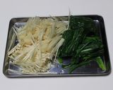 A picture of step 1 of Soft-boiled Egg in a Spinach and Enoki Mushroom Nest.