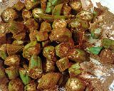 A picture of step 2 of Spicy okra and jalapeños.