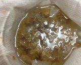A picture of step 5 of Golden Dashi Stock with Konbu and Bonito Flakes.