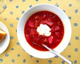 A picture of step 6 of Deli-style Borscht Soup with Beans and Beetroot.