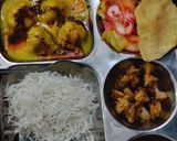 पूर्वी यूपी की प्रसिद्ध थाली मूंग की दाल की कढ़ी (मूंगोड़ी)चावल,जीरा आलू,कचरी,पापड़,चटनी, अचार रोटी साथ में बेसन के लड्डू रेसिपी चरण 20 फोटो