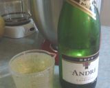 A picture of step 2 of Sunshines strawberry champagne cake.