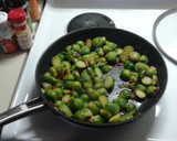 A picture of step 2 of Bacon Bleu Sprouts.