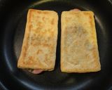 A picture of step 3 of Fried Tofu (Aburaage) Appetizers with Shiso, Bacon, and Cheese.