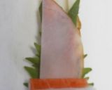 A picture of step 4 of Character Bento Shiso, Ham, and Imitation Crab Chikuwa Rolls..