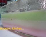 A picture of step 6 of Tricolored Agar-based Milk Jelly with Shaved Ice Syrup for the Japanese Doll Festival.