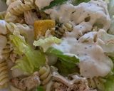 A picture of step 1 of Caesar Salad Pasta.