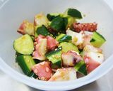 A picture of step 4 of Octopus and Cucumber Marinated in Garlic, Ginger, and Soy Sauce.